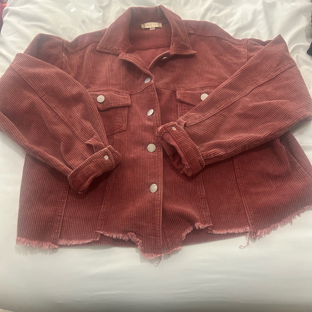 Altar'd State Rust Corduroy Button-Up Jacket